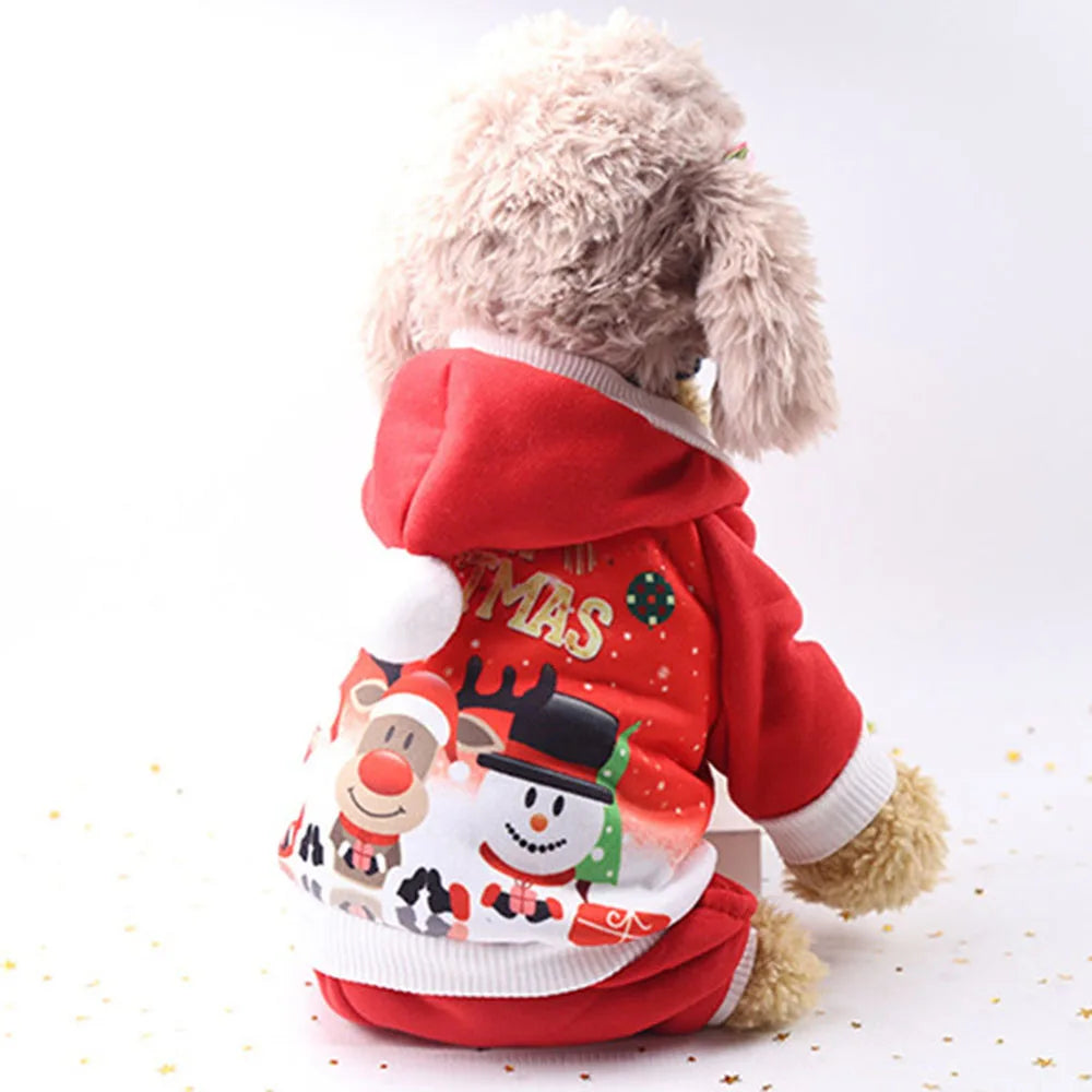 Christmas Pet Clothes for Dogs Xmas Santa Cat Costume Winter Warm Cat Coat Jacket Fleece Puppy Hoodies Kitten Small Dog Apparel