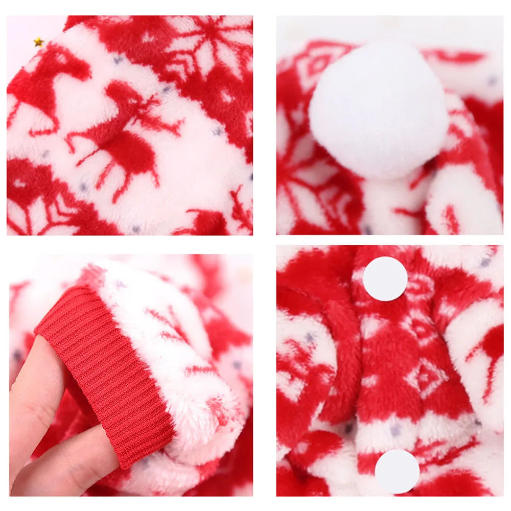 Christmas Pet Clothes for Dogs Xmas Santa Cat Costume Winter Warm Cat Coat Jacket Fleece Puppy Hoodies Kitten Small Dog Apparel