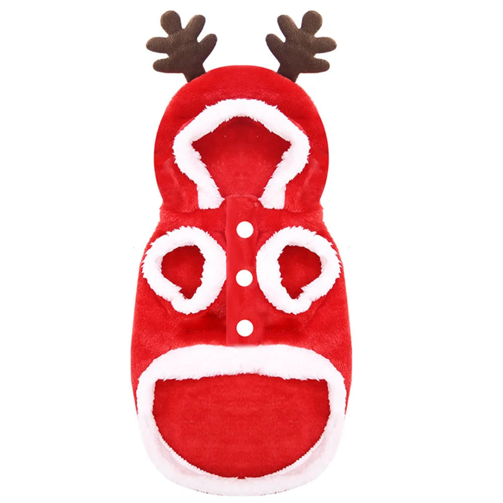 Christmas Pet Clothes for Dogs Xmas Santa Cat Costume Winter Warm Cat Coat Jacket Fleece Puppy Hoodies Kitten Small Dog Apparel