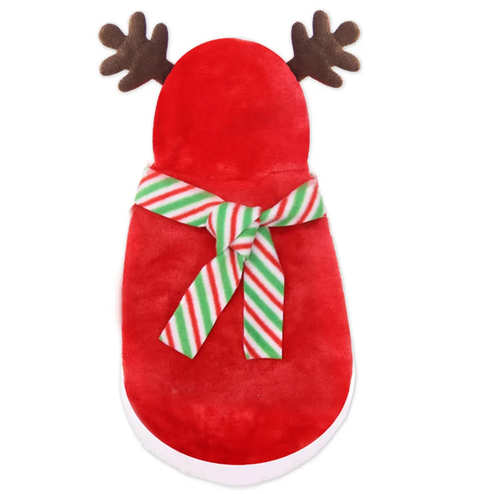 Christmas Pet Clothes for Dogs Xmas Santa Cat Costume Winter Warm Cat Coat Jacket Fleece Puppy Hoodies Kitten Small Dog Apparel