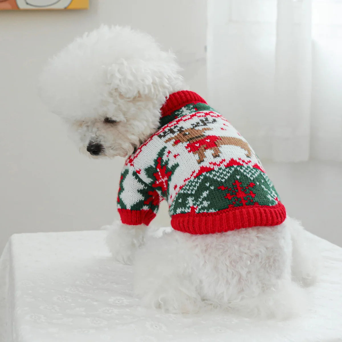 1PC Pet Clothing Cat Autumn/Winter Thick Warm Christmas Hoodie Rudolf Elk Sweater Suitable for Small and Medium sized Dogs