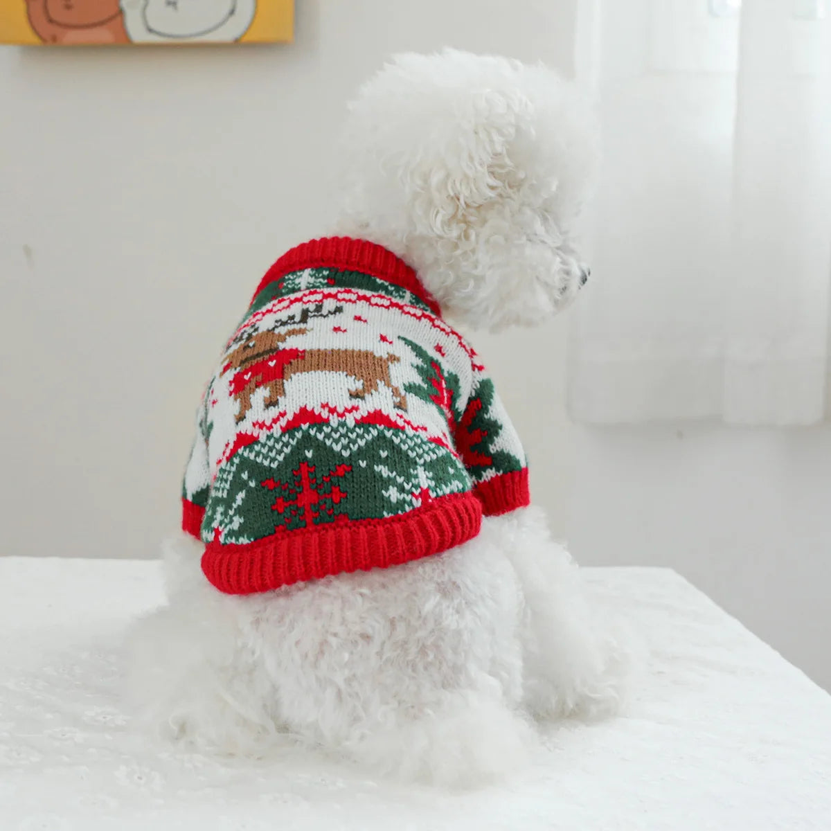1PC Pet Clothing Cat Autumn/Winter Thick Warm Christmas Hoodie Rudolf Elk Sweater Suitable for Small and Medium sized Dogs