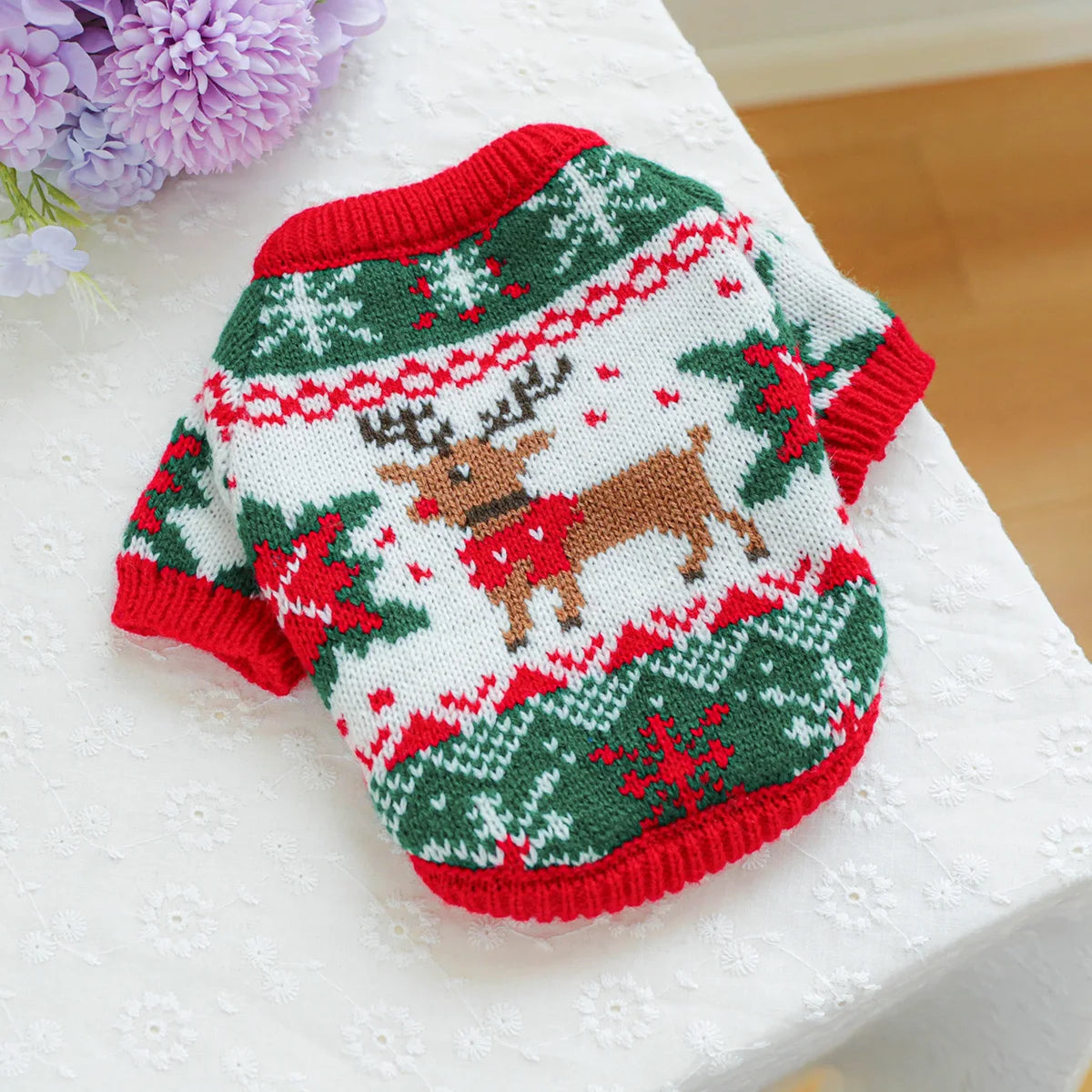 1PC Pet Clothing Cat Autumn/Winter Thick Warm Christmas Hoodie Rudolf Elk Sweater Suitable for Small and Medium sized Dogs