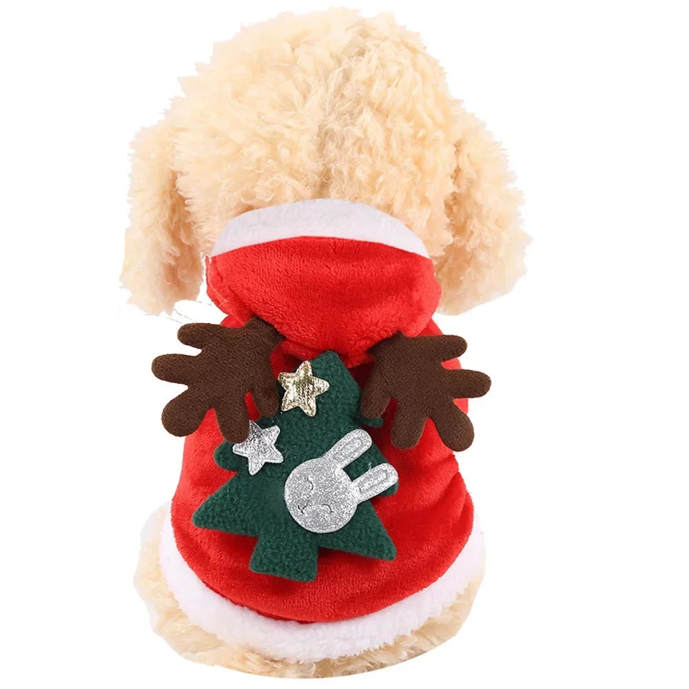 Christmas Dog Clothes Santa Costume for Puppy Chihuahua Yorkshire Pet Cat Clothing Jacket Coat Winter Warm Flannel Hoodies