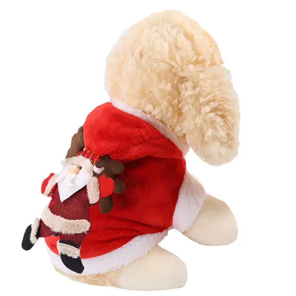 Christmas Dog Clothes Santa Costume for Puppy Chihuahua Yorkshire Pet Cat Clothing Jacket Coat Winter Warm Flannel Hoodies