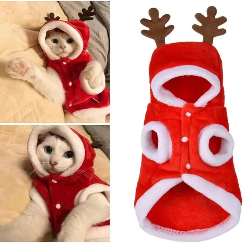 Christmas Dog Clothes Santa Costume for Puppy Chihuahua Yorkshire Pet Cat Clothing Jacket Coat Winter Warm Flannel Hoodies