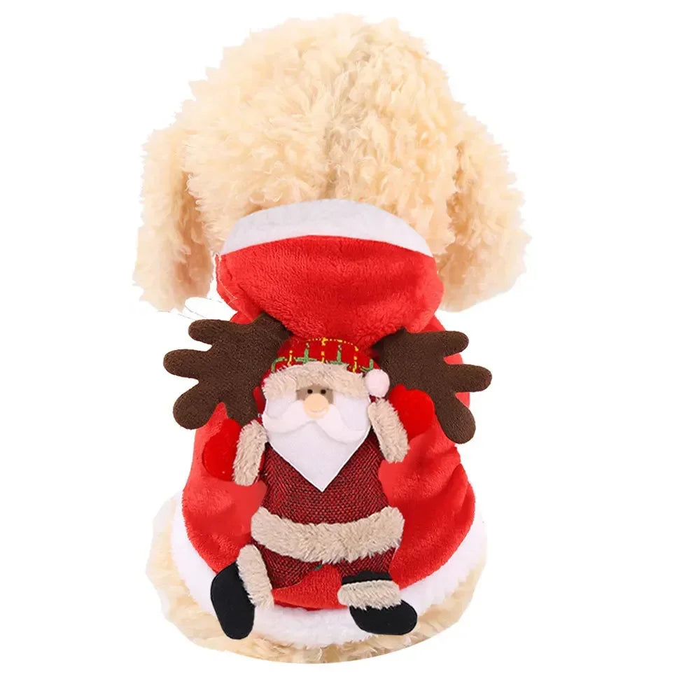 Christmas Dog Clothes Santa Costume for Puppy Chihuahua Yorkshire Pet Cat Clothing Jacket Coat Winter Warm Flannel Hoodies