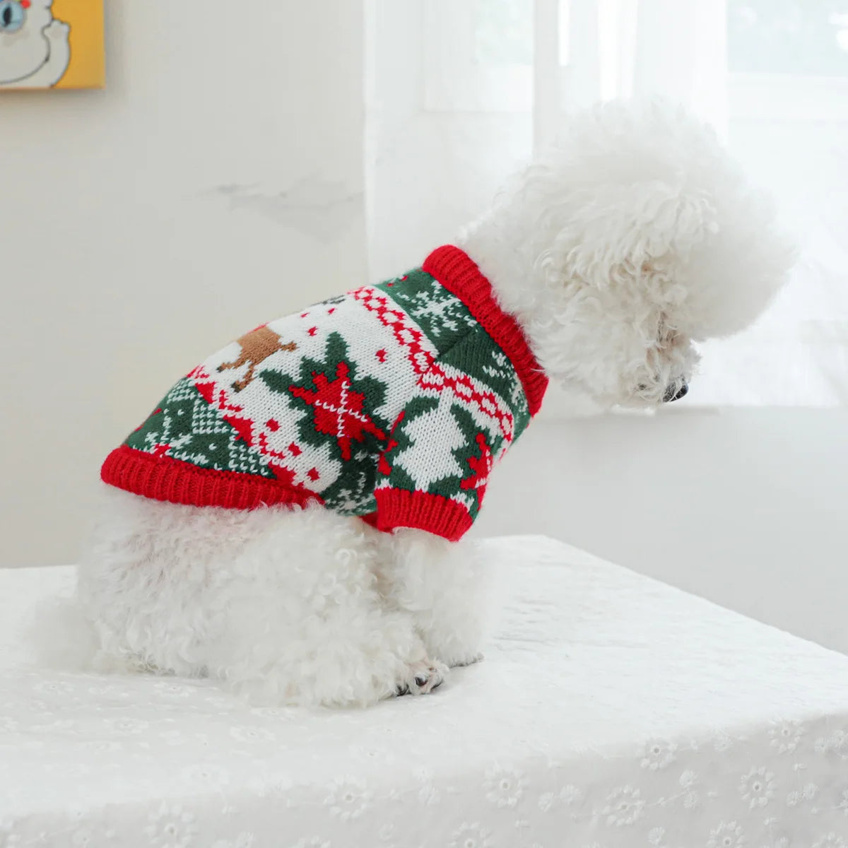 1PC Pet Clothing Cat Autumn/Winter Thick Warm Christmas Hoodie Rudolf Elk Sweater Suitable for Small and Medium sized Dogs