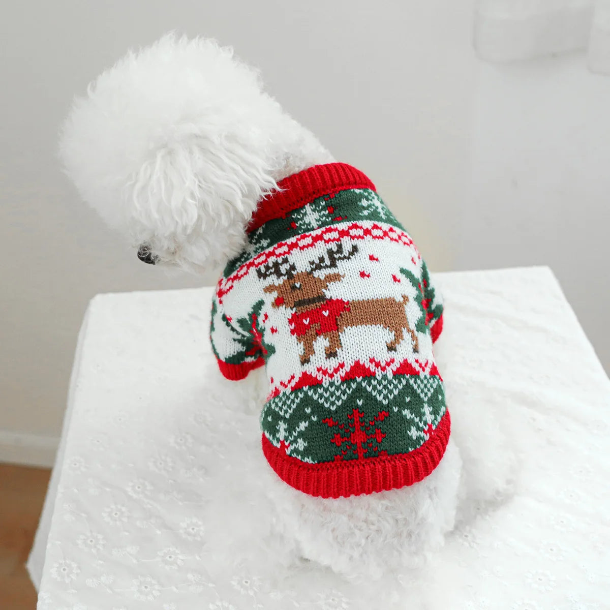 1PC Pet Clothing Cat Autumn/Winter Thick Warm Christmas Hoodie Rudolf Elk Sweater Suitable for Small and Medium sized Dogs