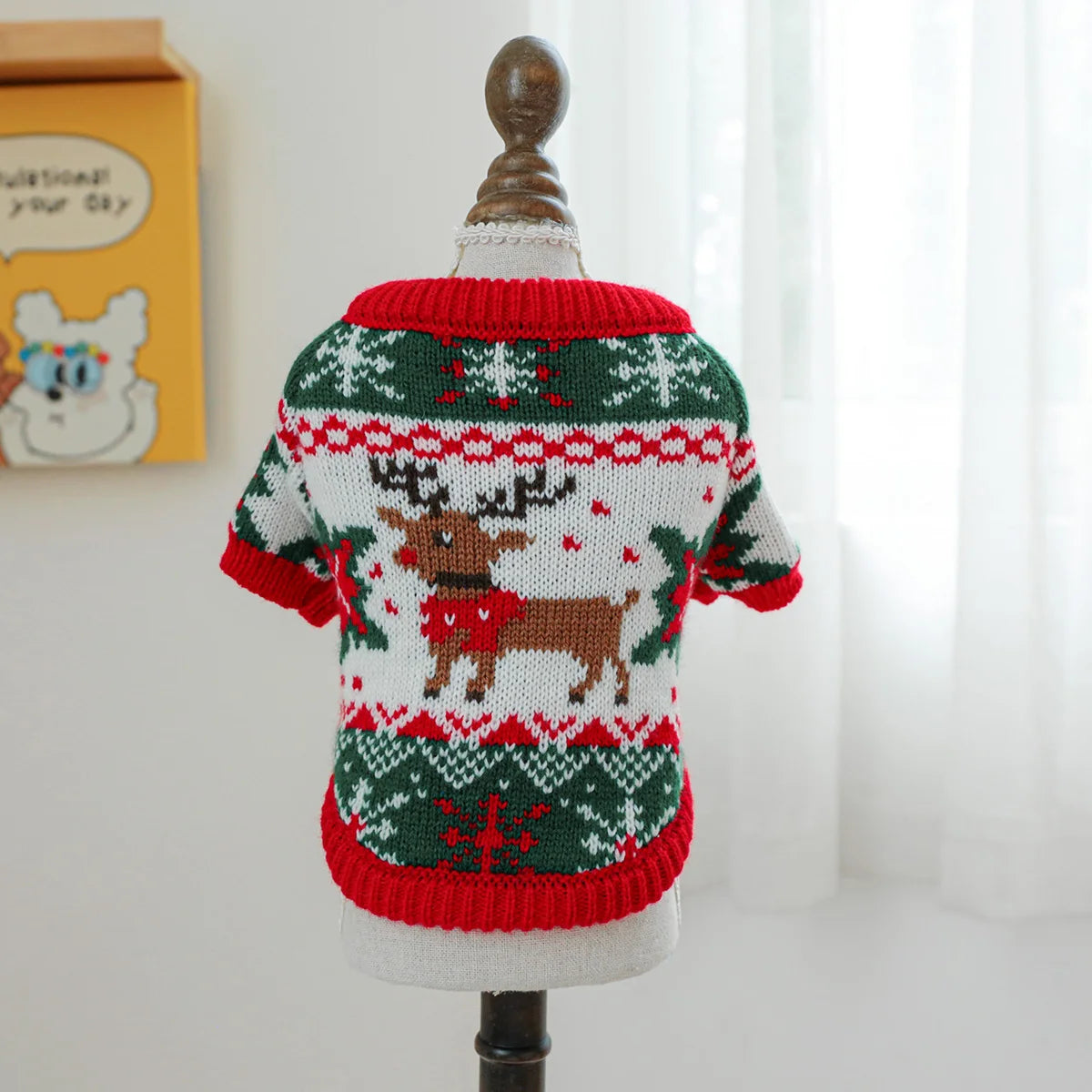 1PC Pet Clothing Cat Autumn/Winter Thick Warm Christmas Hoodie Rudolf Elk Sweater Suitable for Small and Medium sized Dogs