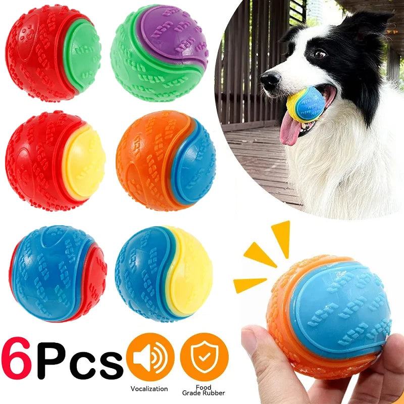 6Pcs Squeaky Balls Toys Dogs Interactive Toys TPR Dog Chew Toy for Dog Pet Teeth Cleaning Bite Resistance Pet Supplies