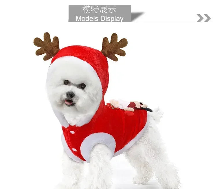 Christmas Dog Clothes Santa Costume for Puppy Chihuahua Yorkshire Pet Cat Clothing Jacket Coat Winter Warm Flannel Hoodies