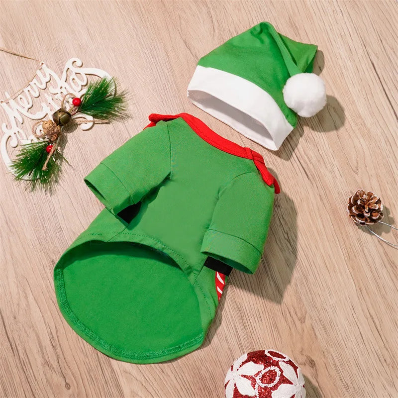 Christmas Pet Costume Christmas Elf Dog Costume Clothes Funny Cosplay Puppy Cat Xmas Costume Outfit Winter Hoodie Coat for Dogs