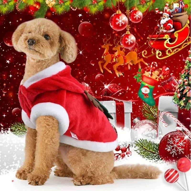 Christmas Dog Clothes Santa Costume for Puppy Chihuahua Yorkshire Pet Cat Clothing Jacket Coat Winter Warm Flannel Hoodies