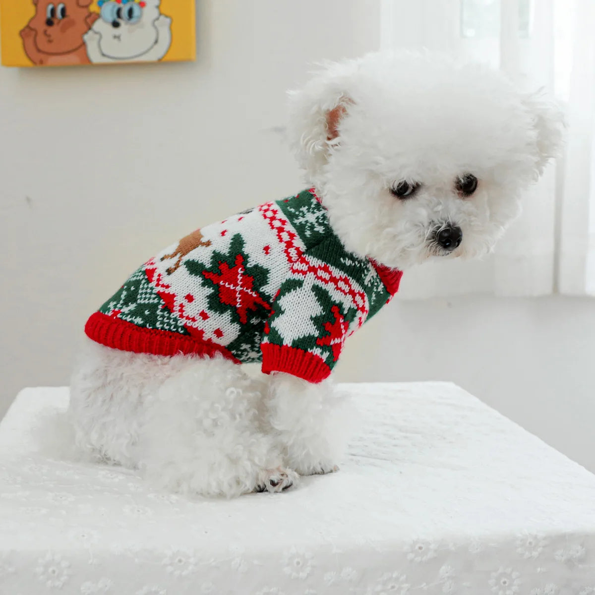 1PC Pet Clothing Cat Autumn/Winter Thick Warm Christmas Hoodie Rudolf Elk Sweater Suitable for Small and Medium sized Dogs