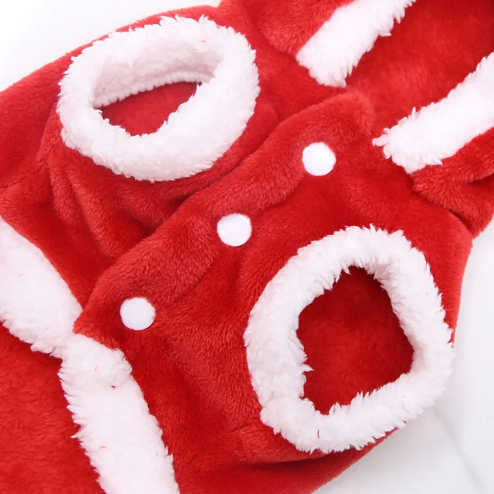 Christmas Pet Clothes for Dogs Xmas Santa Cat Costume Winter Warm Cat Coat Jacket Fleece Puppy Hoodies Kitten Small Dog Apparel