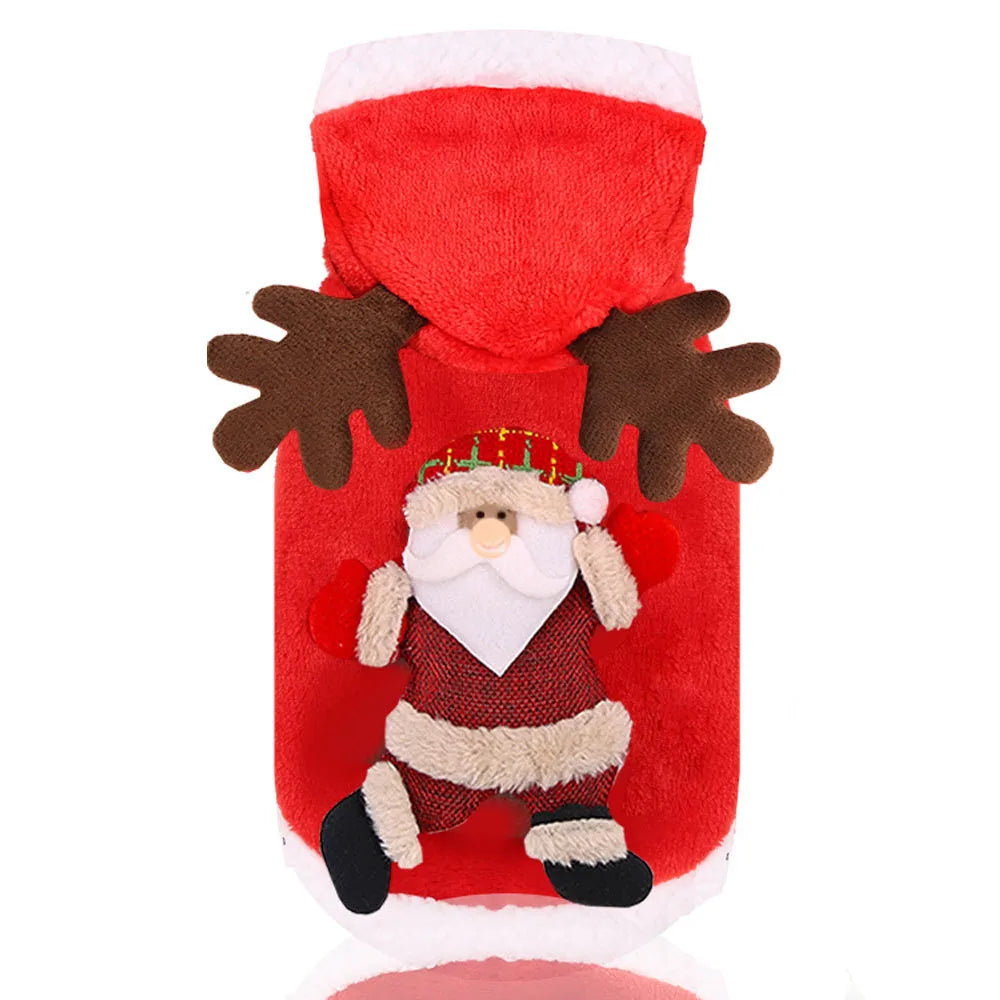 Christmas Pet Clothes for Dogs Xmas Santa Cat Costume Winter Warm Cat Coat Jacket Fleece Puppy Hoodies Kitten Small Dog Apparel