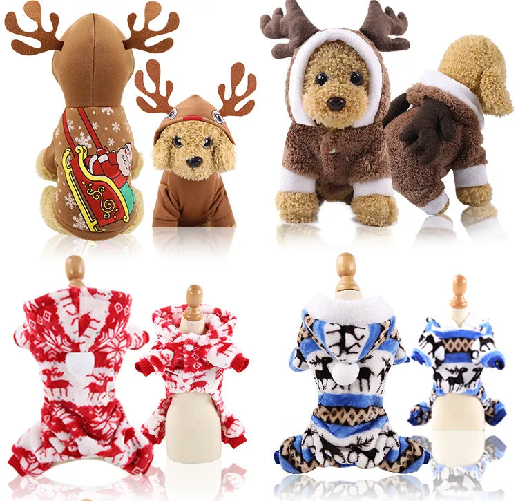 Christmas Dog Clothes Pet Clothes for Small Medium Dogs Pet Chihuahua Pets Hoodies Warm New Year Dog Clothing Yorkshire