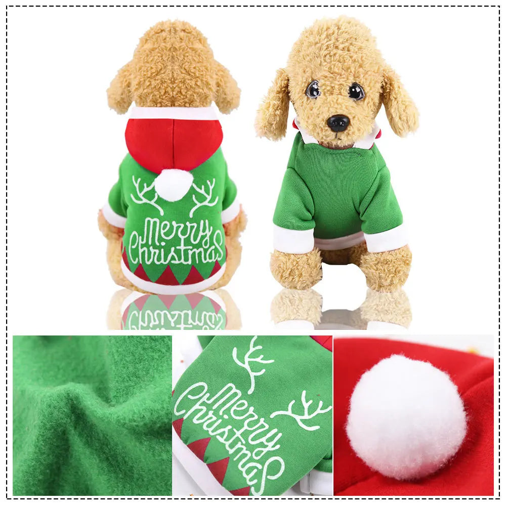 Christmas Dog Clothes Pet Clothes for Small Medium Dogs Pet Chihuahua Pets Hoodies Warm New Year Dog Clothing Yorkshire