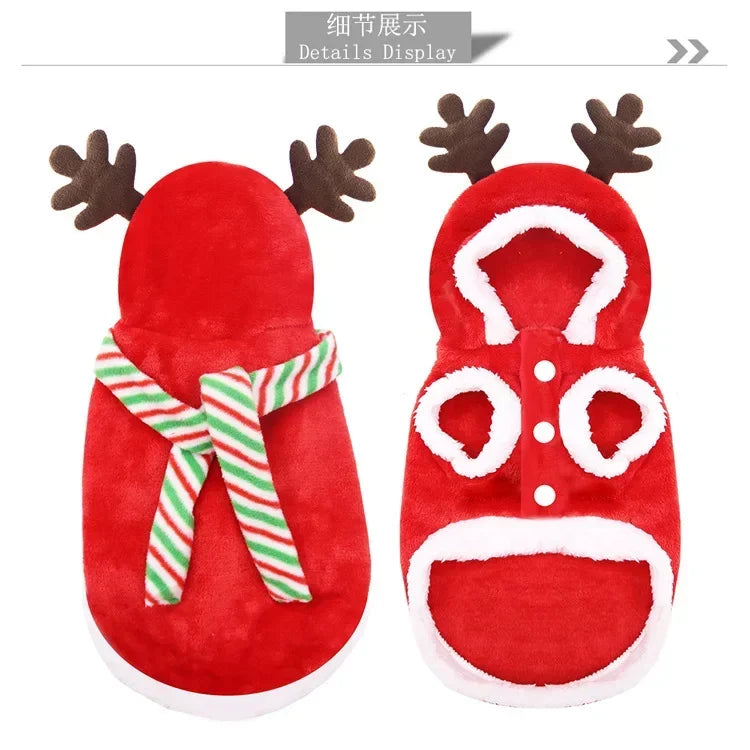 Christmas Dog Clothes Santa Costume for Puppy Chihuahua Yorkshire Pet Cat Clothing Jacket Coat Winter Warm Flannel Hoodies