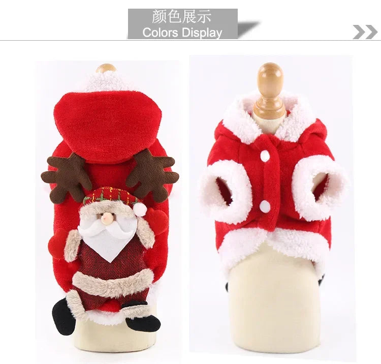 Christmas Dog Clothes Santa Costume for Puppy Chihuahua Yorkshire Pet Cat Clothing Jacket Coat Winter Warm Flannel Hoodies
