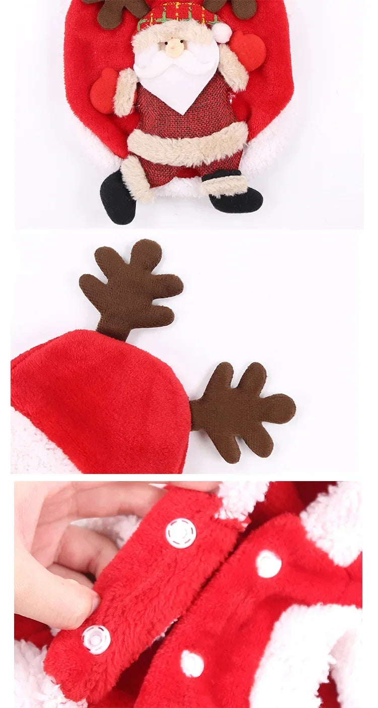 Christmas Dog Clothes Santa Costume for Puppy Chihuahua Yorkshire Pet Cat Clothing Jacket Coat Winter Warm Flannel Hoodies