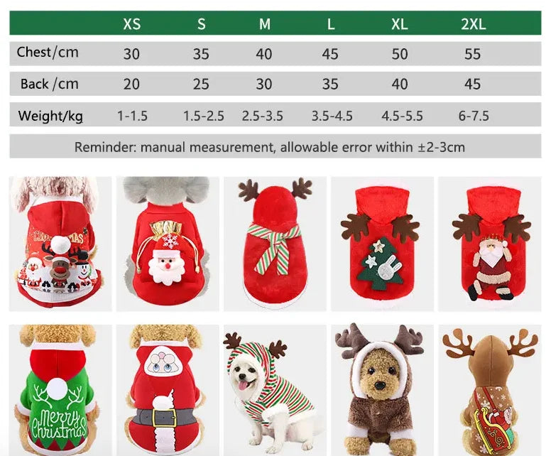 Christmas Dog Clothes Pet Clothes for Small Medium Dogs Pet Chihuahua Pets Hoodies Warm New Year Dog Clothing Yorkshire