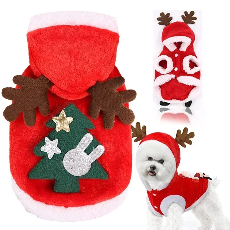 Christmas Dog Clothes Pet Clothes for Small Medium Dogs Pet Chihuahua Pets Hoodies Warm New Year Dog Clothing Yorkshire