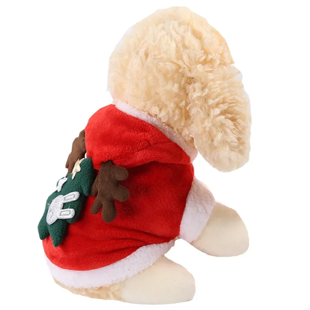 Christmas Dog Clothes Santa Costume for Puppy Chihuahua Yorkshire Pet Cat Clothing Jacket Coat Winter Warm Flannel Hoodies
