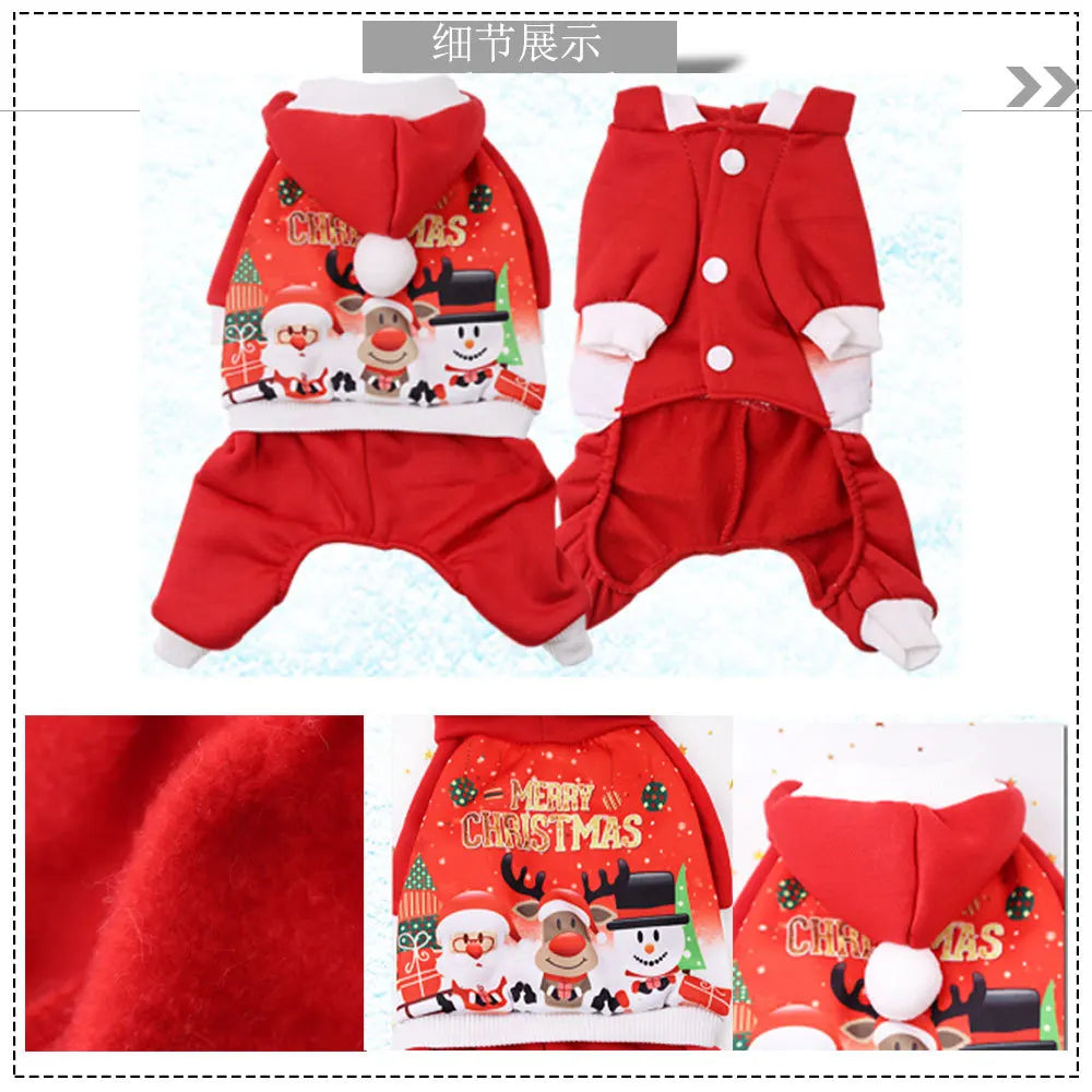 Christmas Dog Clothes Pet Clothes for Small Medium Dogs Pet Chihuahua Pets Hoodies Warm New Year Dog Clothing Yorkshire