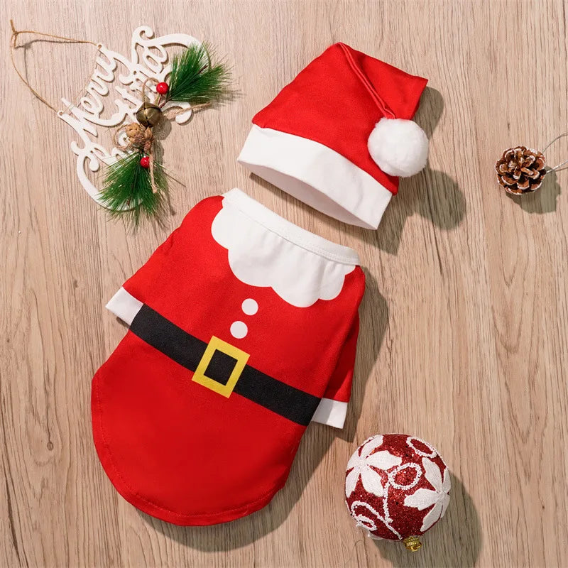 Christmas Pet Costume Christmas Elf Dog Costume Clothes Funny Cosplay Puppy Cat Xmas Costume Outfit Winter Hoodie Coat for Dogs