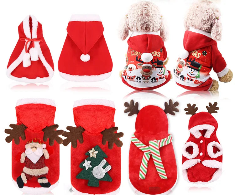 Christmas Dog Clothes Pet Clothes for Small Medium Dogs Pet Chihuahua Pets Hoodies Warm New Year Dog Clothing Yorkshire