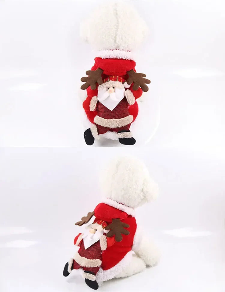Christmas Dog Clothes Santa Costume for Puppy Chihuahua Yorkshire Pet Cat Clothing Jacket Coat Winter Warm Flannel Hoodies
